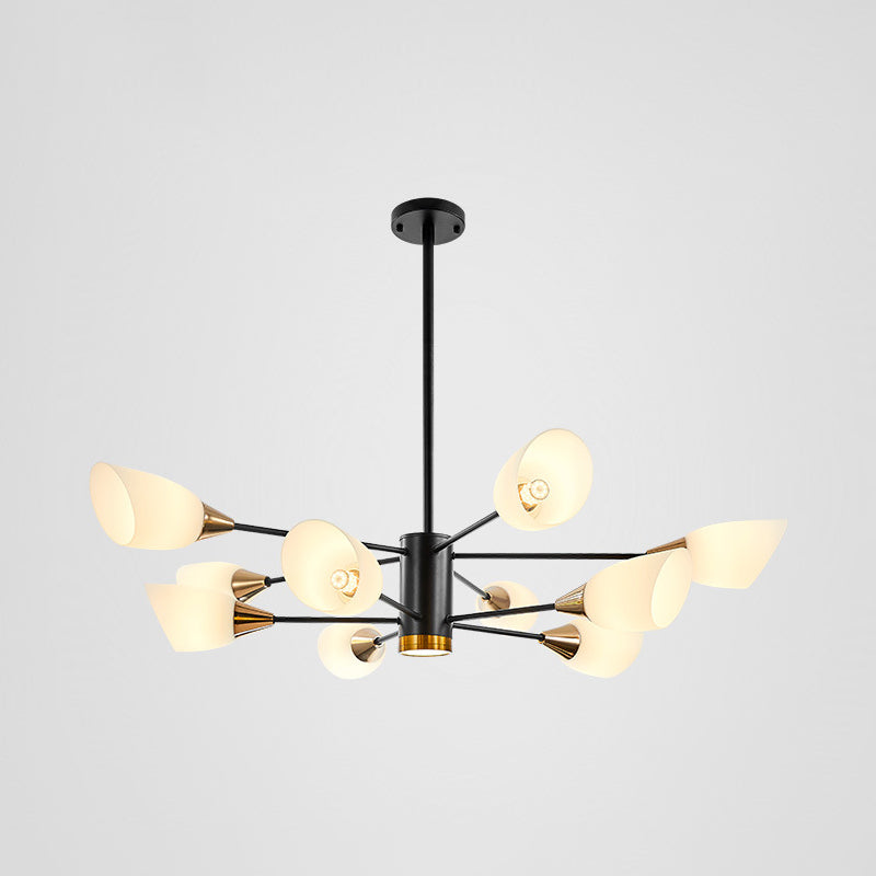 Modern Chandelier Minimalism Glass Shade Hanging Lighting Fixture for Sitting Room