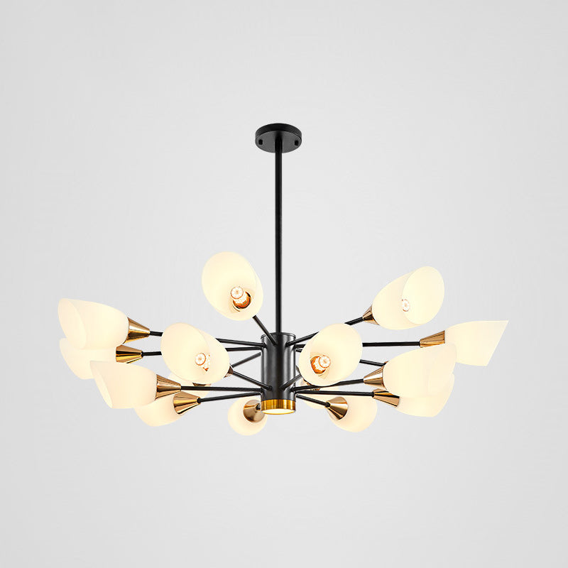 Modern Chandelier Minimalism Glass Shade Hanging Lighting Fixture for Sitting Room