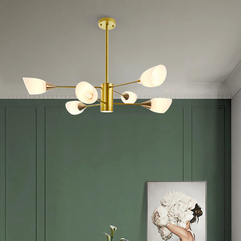 Modern Chandelier Minimalism Glass Shade Hanging Lighting Fixture for Sitting Room