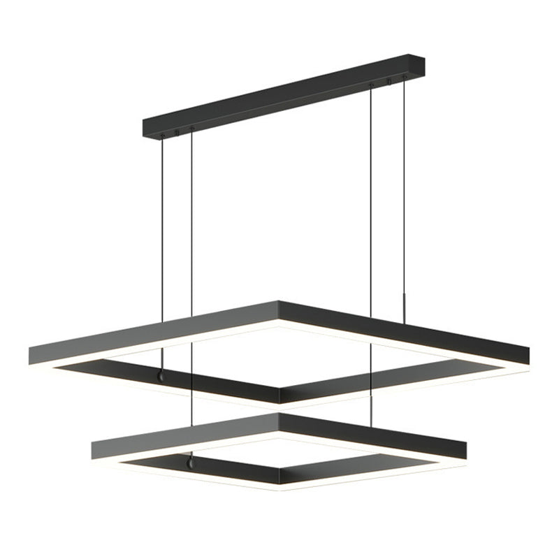 Square Shape Metal Hanging Lights Modern Style Hanging Light Fixtures in Black