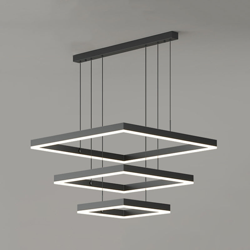 Square Shape Metal Hanging Lights Modern Style Hanging Light Fixtures in Black