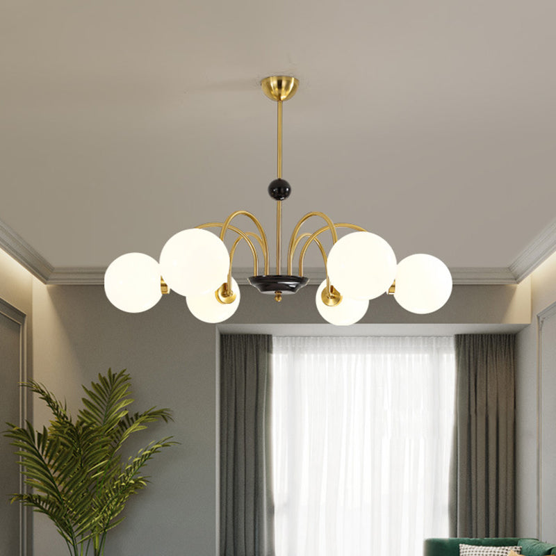 Glass Spherical Shape Chandelier Modern Style Multi Light Chandelier Light for Bedroom