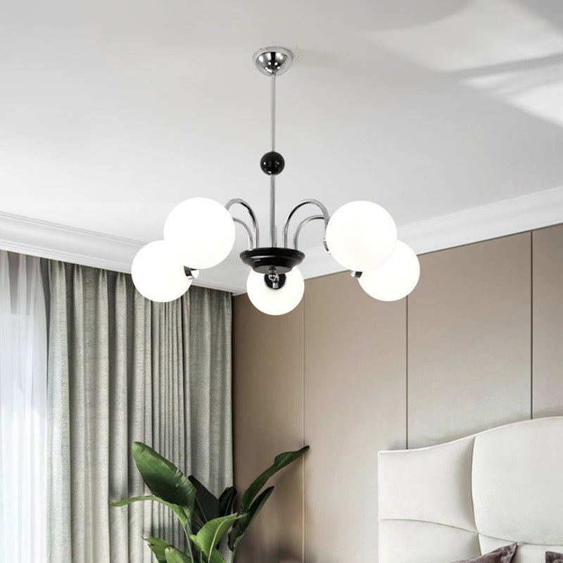 Glass Spherical Shape Chandelier Modern Style Multi Light Chandelier Light for Bedroom