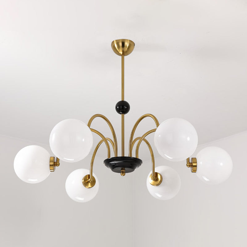 Glass Spherical Shape Chandelier Modern Style Multi Light Chandelier Light for Bedroom