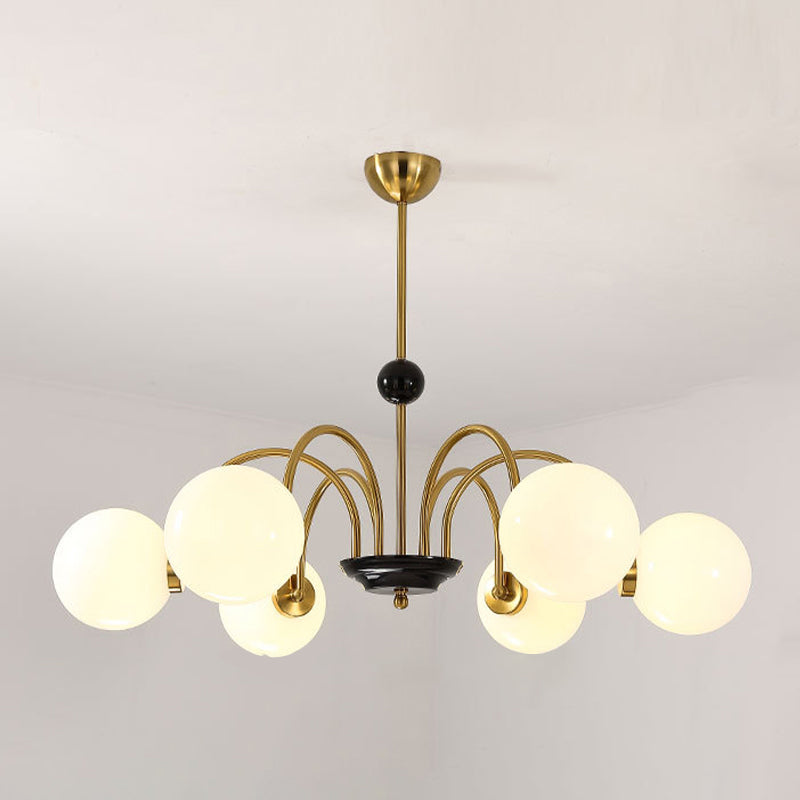 Glass Spherical Shape Chandelier Modern Style Multi Light Chandelier Light for Bedroom