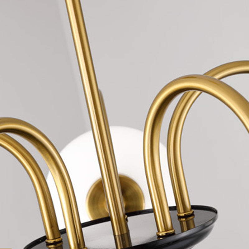 Glass Spherical Shape Chandelier Modern Style Multi Light Chandelier Light for Bedroom