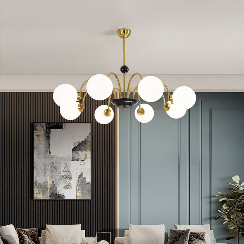 Glass Spherical Shape Chandelier Modern Style Multi Light Chandelier Light for Bedroom