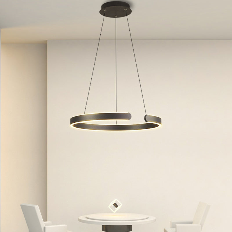 Linear Metal Pendant Light Fixtures Modern Style 2 Light Hanging Light Fixtures in Black
