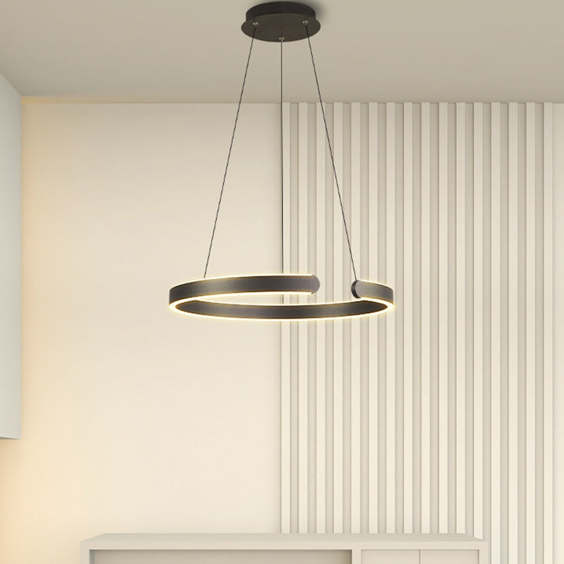 Linear Metal Pendant Light Fixtures Modern Style 2 Light Hanging Light Fixtures in Black