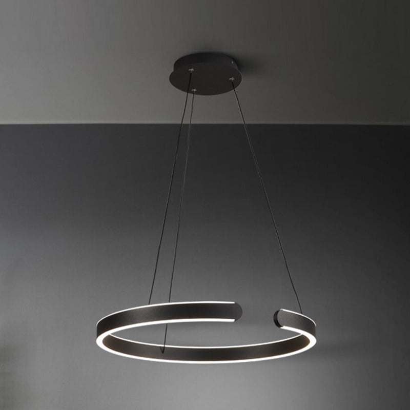 Linear Metal Pendant Light Fixtures Modern Style 2 Light Hanging Light Fixtures in Black