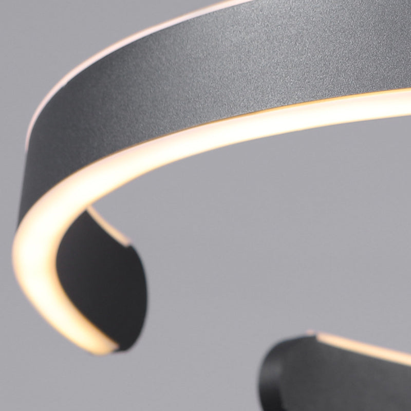 Linear Metal Pendant Light Fixtures Modern Style 2 Light Hanging Light Fixtures in Black