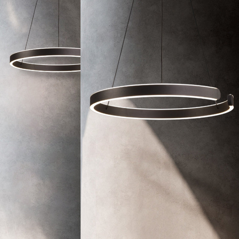 Linear Metal Pendant Light Fixtures Modern Style 2 Light Hanging Light Fixtures in Black