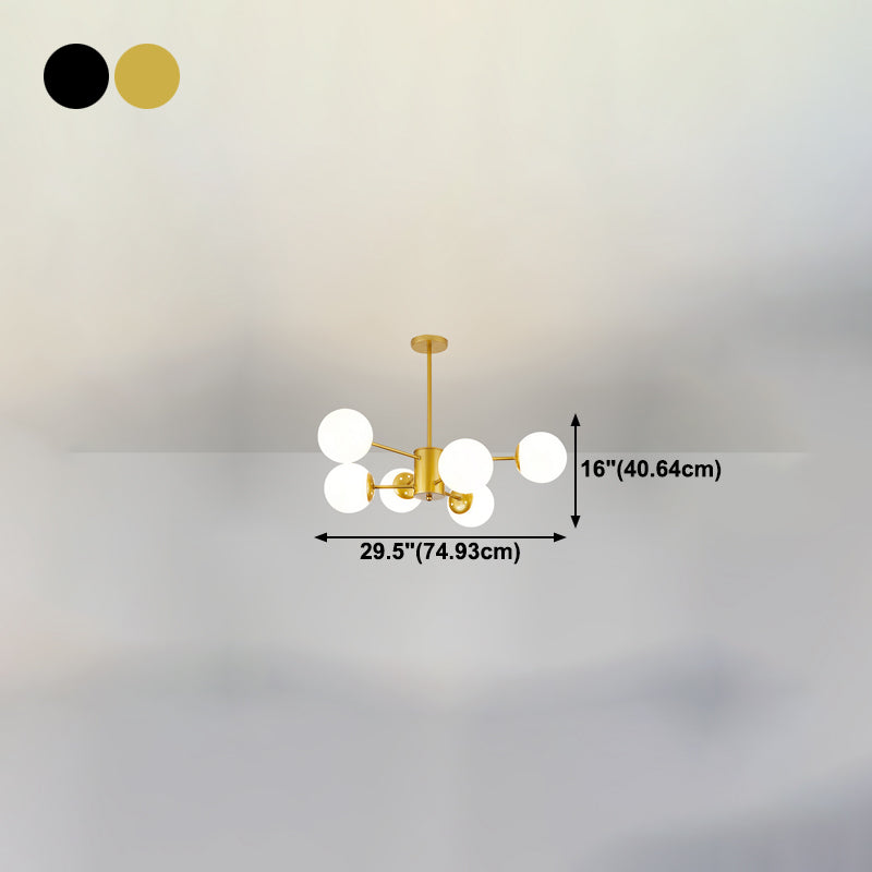 Spherical Shape Chandelier Modern Style Glass Multi Light Hanging Lamp for Bedroom