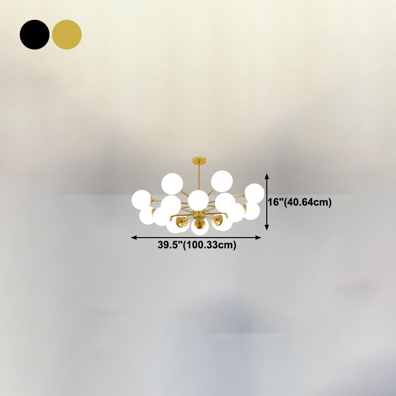 Spherical Shape Chandelier Modern Style Glass Multi Light Hanging Lamp for Bedroom