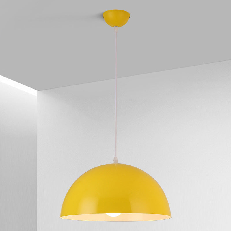 1-Light Dome Pendant Lights Contemporary Metal Macaron Pendant Lamp
