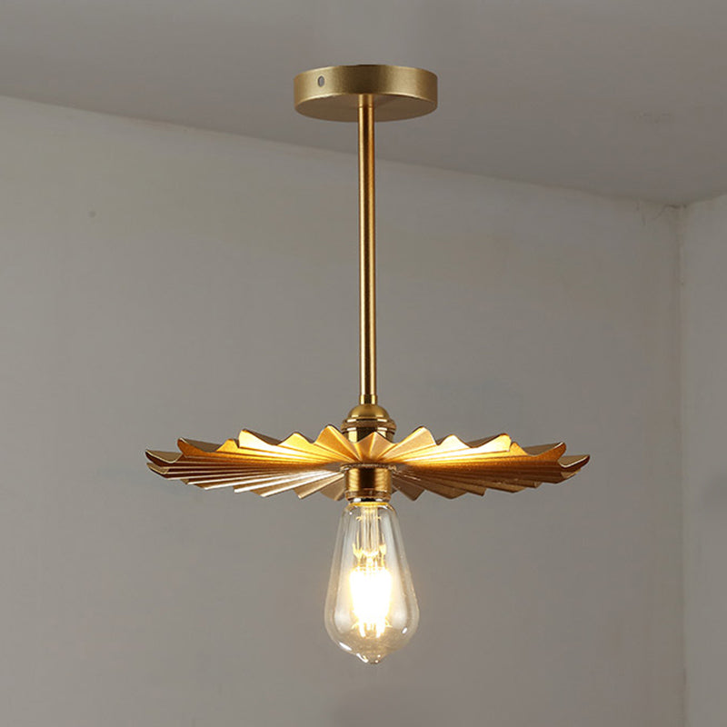 Metal Pleated Shade Pendant Lighting Macaron Style 1-Light Suspension Light