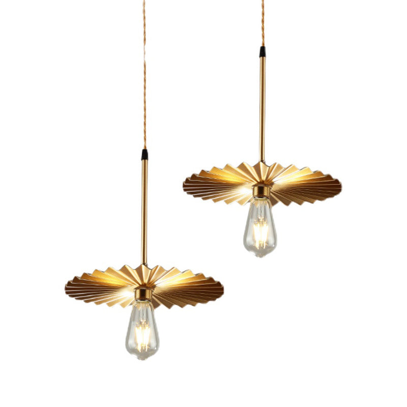Metal Pleated Shade Pendant Lighting Macaron Style 1-Light Suspension Light