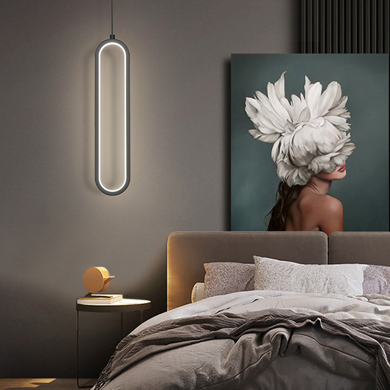 Oval Shape Metal Hanging Light Modern Style 1 Light Hanging Light Fixtures