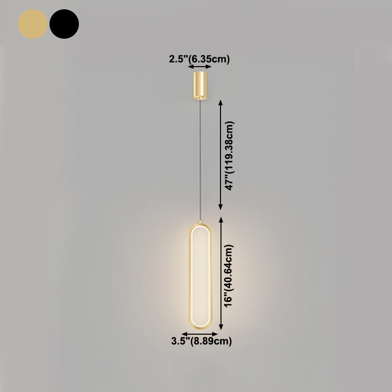 Oval Shape Metal Hanging Light Modern Style 1 Light Hanging Light Fixtures