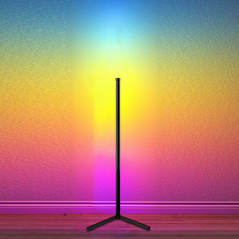 Tube Floor Light Modern Style Metal 1 Light Floor Light Fixtures in Black