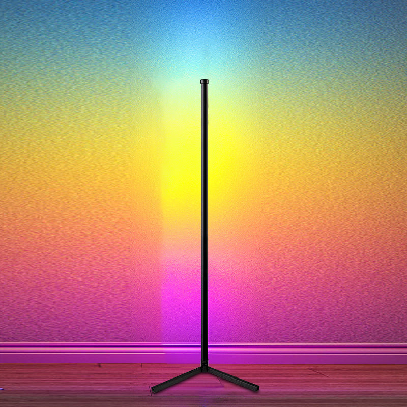 Tube Floor Light Modern Style Metal 1 Light Floor Light Fixtures in Black