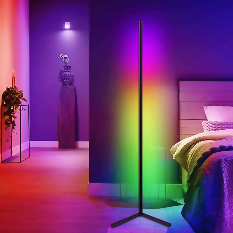 Tube Floor Light Modern Style Metal 1 Light Floor Light Fixtures in Black