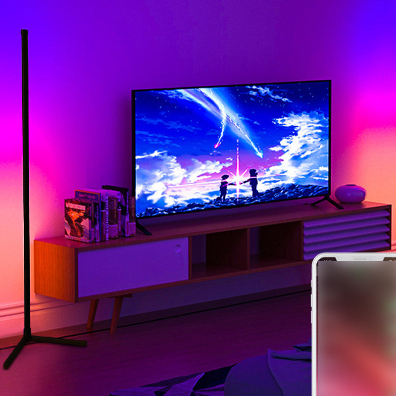 Tube Floor Light Modern Style Metal 1 Light Floor Light Fixtures in Black