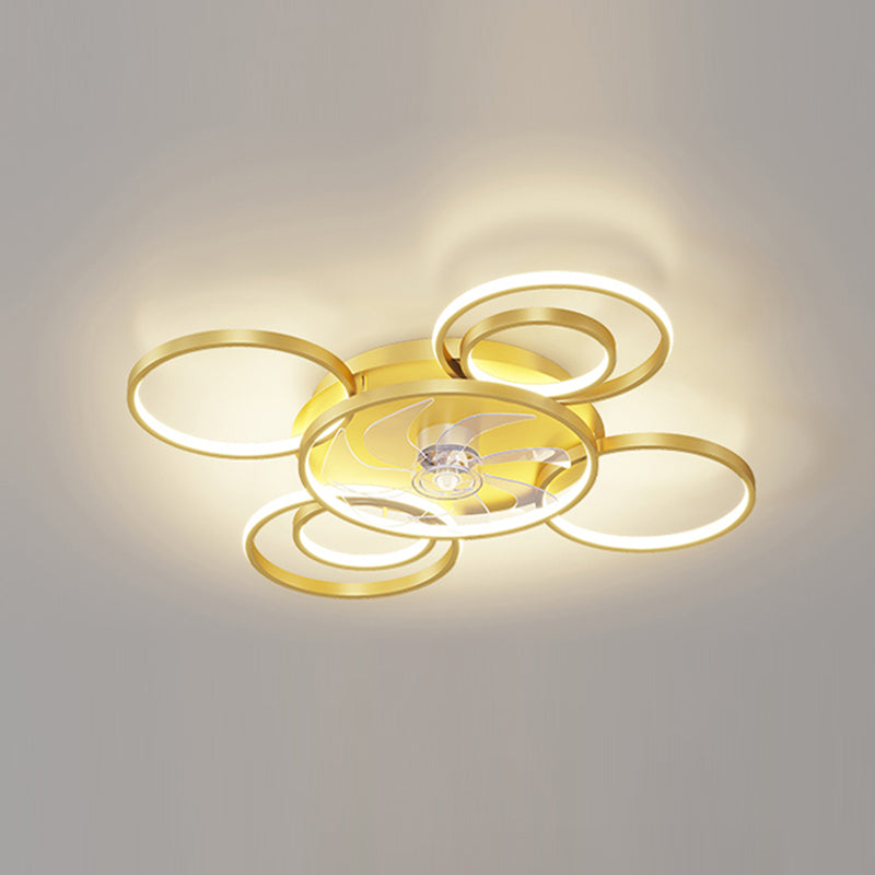 Contemporary Circle Ceiling Fan Light Metal LED Ceiling Fan for Living Room