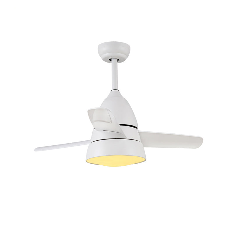 Metal Flush Mount Fan Lamp Macaroon Style LED 3 Gears Ceiling Fan Light for Living Room