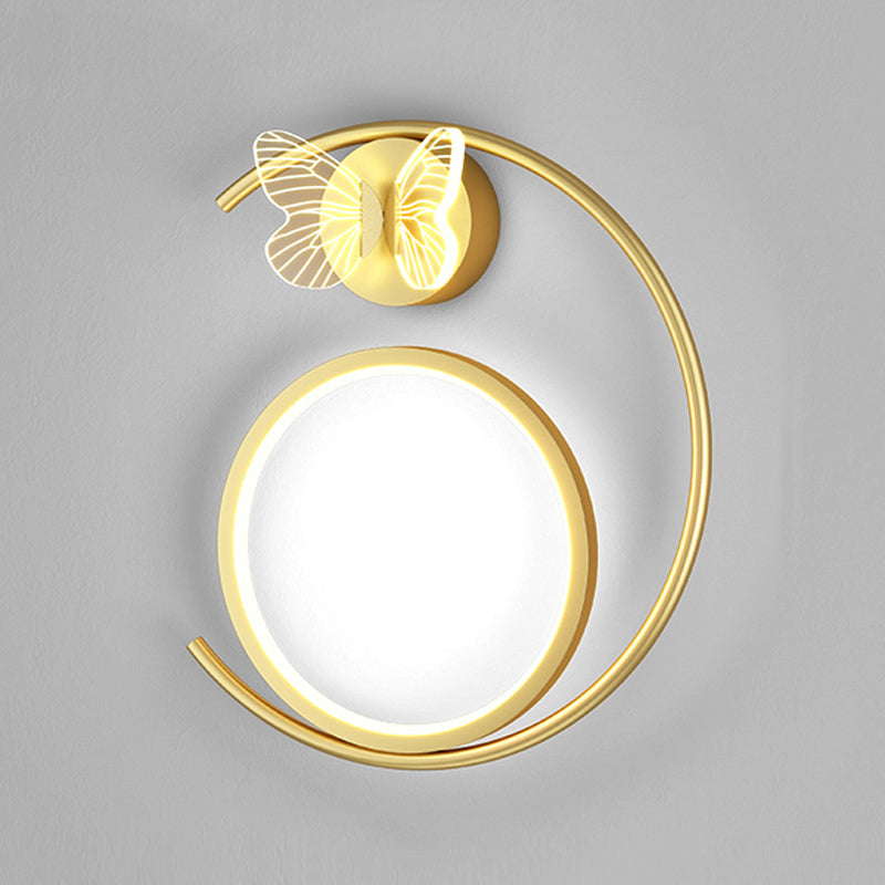 Round Shape Metal Wall Light Modern Style 3 Lights Wall Mount Light