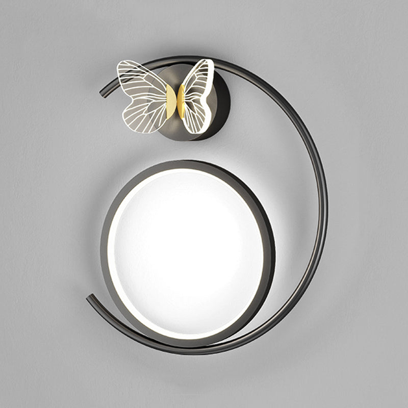 Round Shape Metal Wall Light Modern Style 3 Lights Wall Mount Light