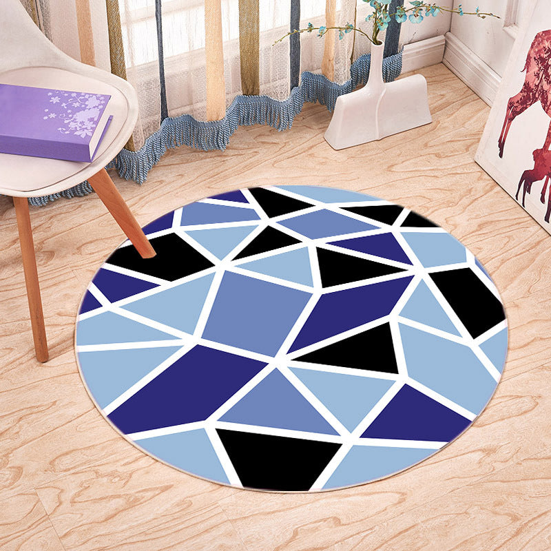 White Irregular Geometry Rug Polyester Simple Rug Washable Rug for Home Decor