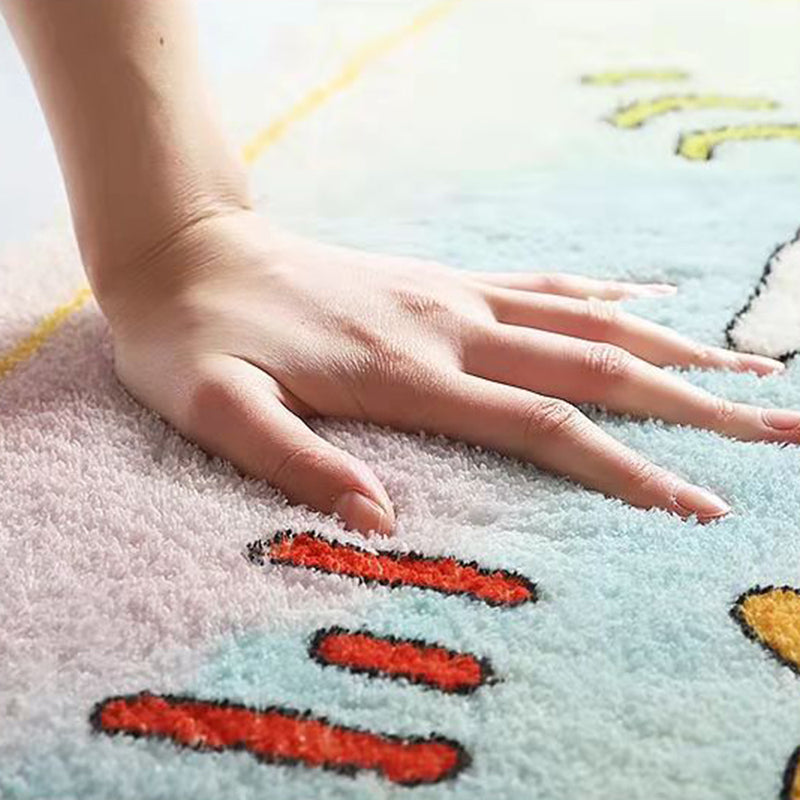 Green Casual Carpet Polyester Stripe Carpet Non-Slip Backing Rug for Drawing Room