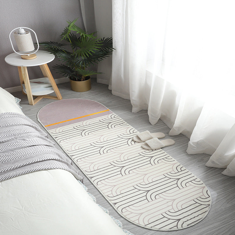 Green Casual Carpet Polyester Stripe Carpet Non-Slip Backing Rug for Drawing Room