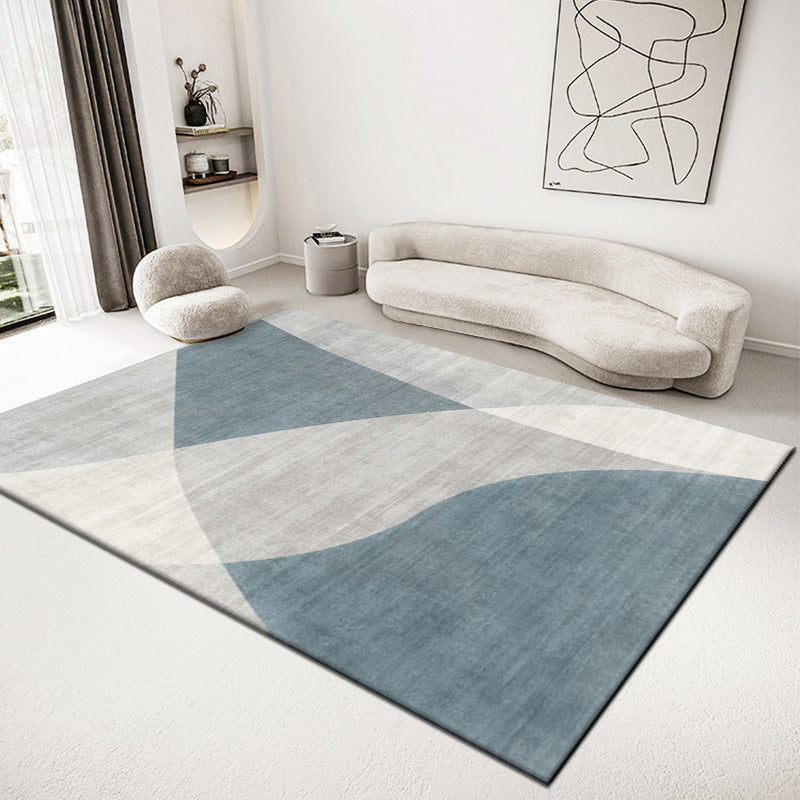 Grey Contrast Color Rug Polyester Modern Area Rug Washable Rug for Living Room
