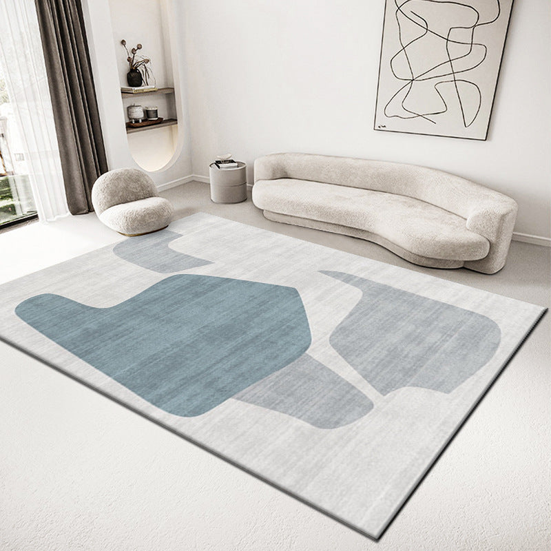 Grey Contrast Color Rug Polyester Modern Area Rug Washable Rug for Living Room