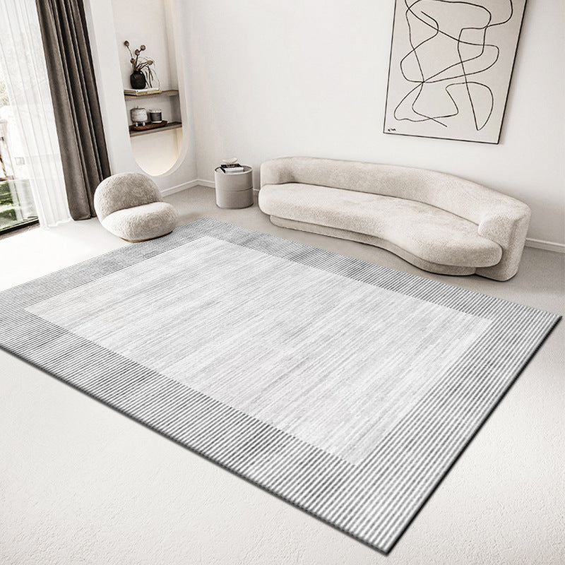 Grey Contrast Color Rug Polyester Modern Area Rug Washable Rug for Living Room