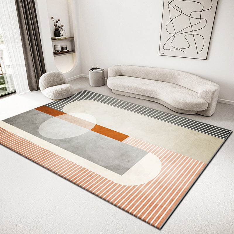 Grey Contrast Color Rug Polyester Modern Area Rug Washable Rug for Living Room