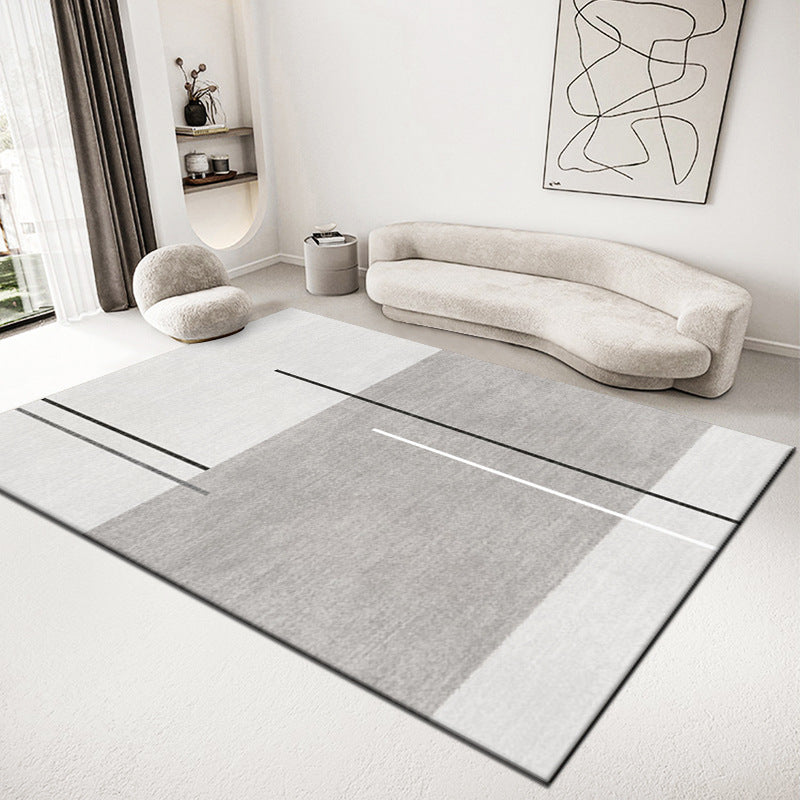 Grey Contrast Color Rug Polyester Modern Area Rug Washable Rug for Living Room