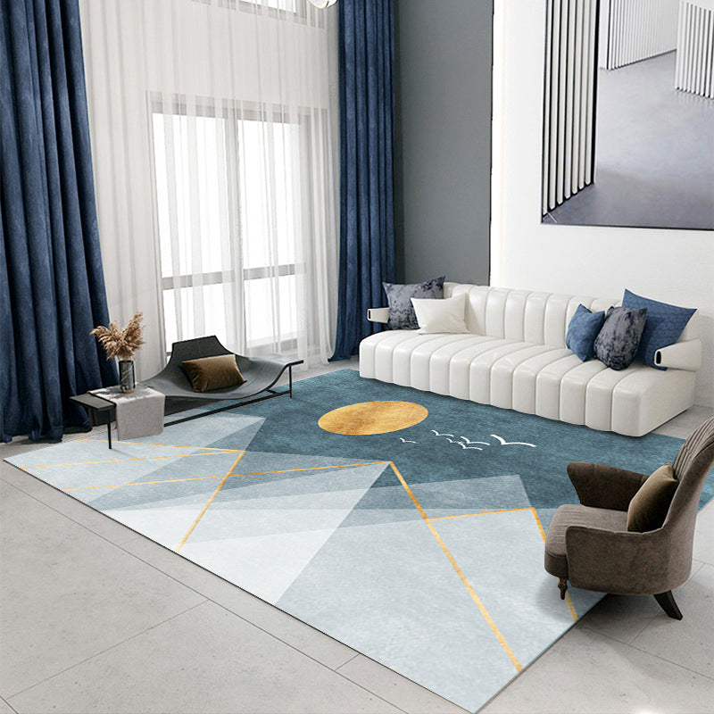 Gray Modern Rug Polyester Extravagant Rug Stain Resistant Rug for Home Decor