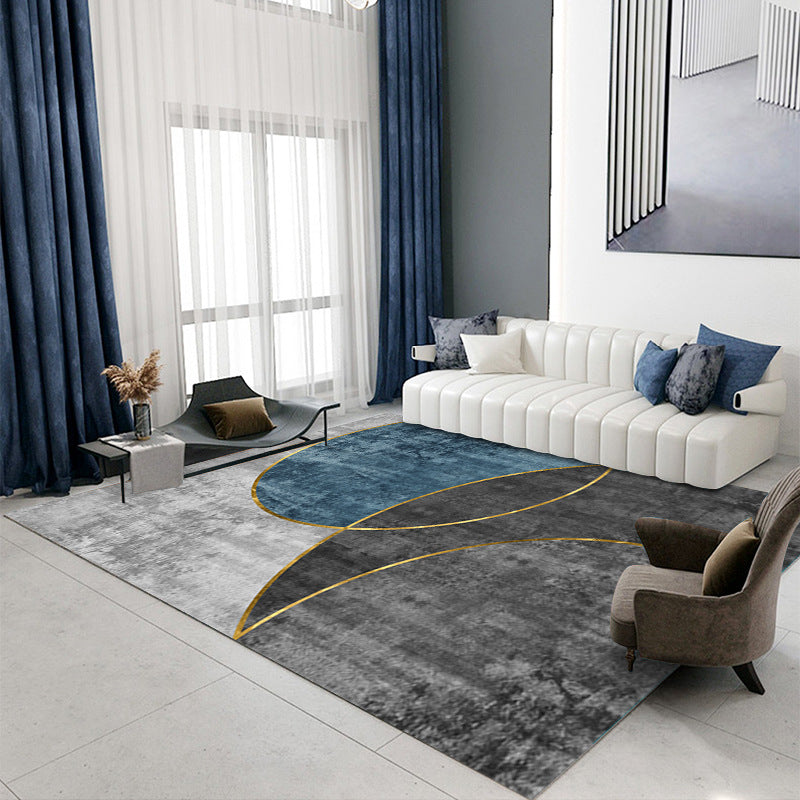 Gray Modern Rug Polyester Extravagant Rug Stain Resistant Rug for Home Decor