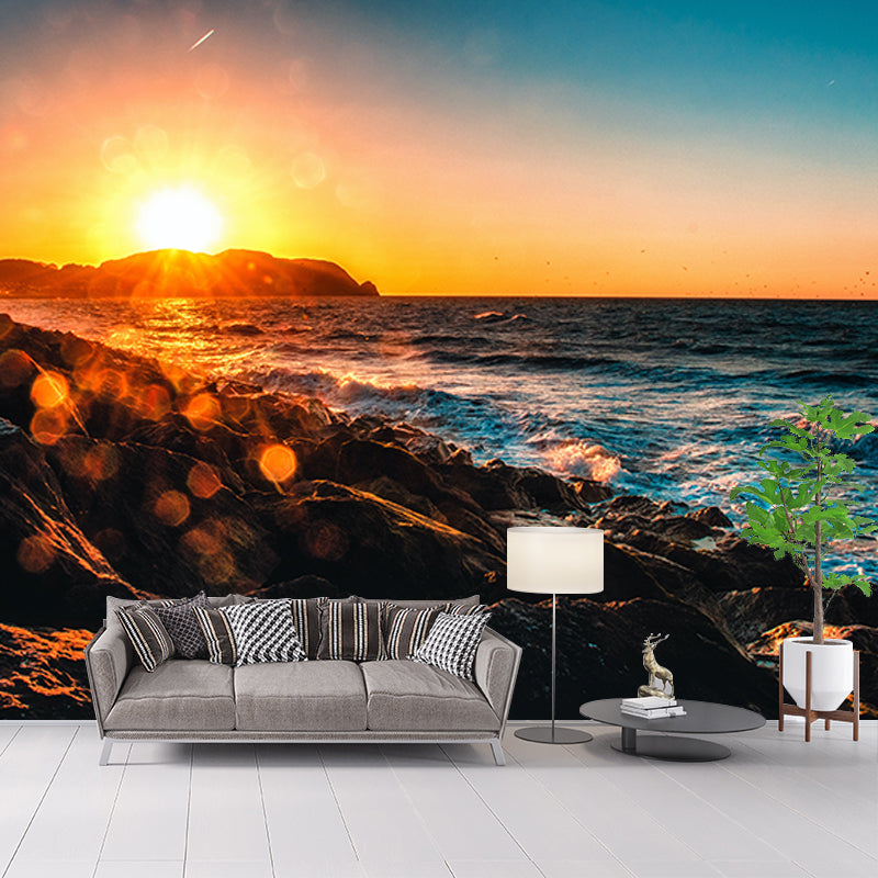 Modern Photography Mural Wallpaper Beautiful Beach Sitting Room Wall Mural