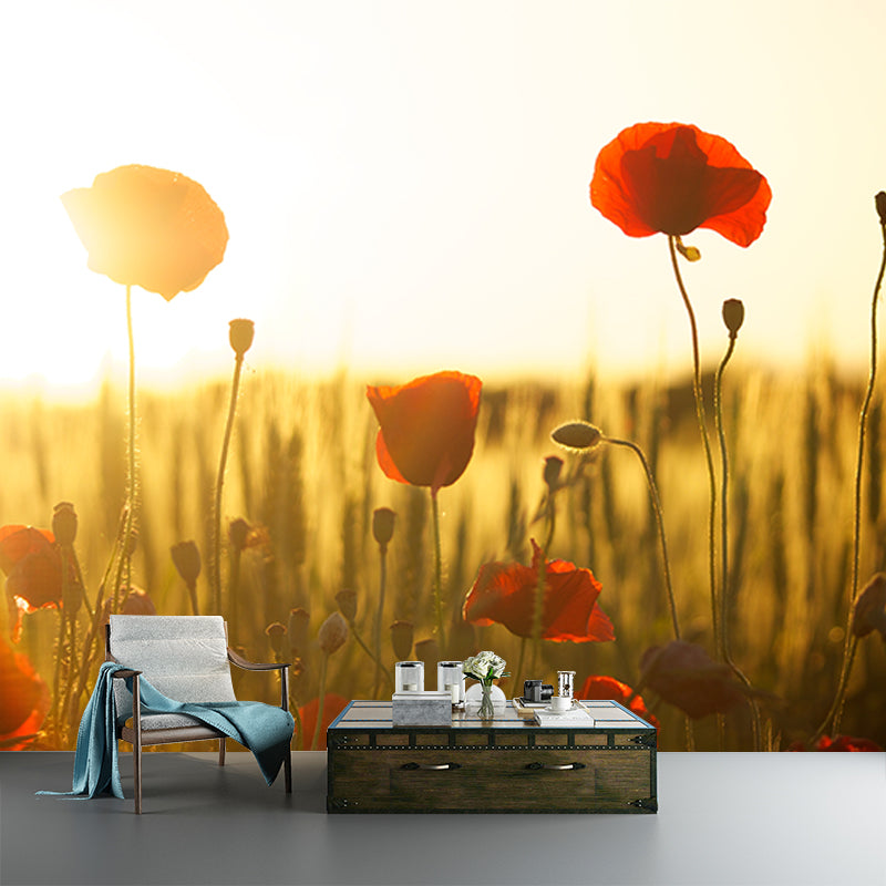 Eco-friendly Wall Mural Wallpaper Setting Sun Photography Sitting Room Wall Mural