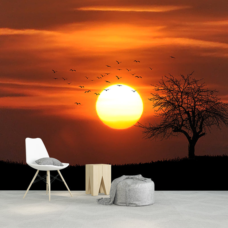 Setting Sun Mildew Resistant Wallpaper Photography Sleeping Room Wall Mural