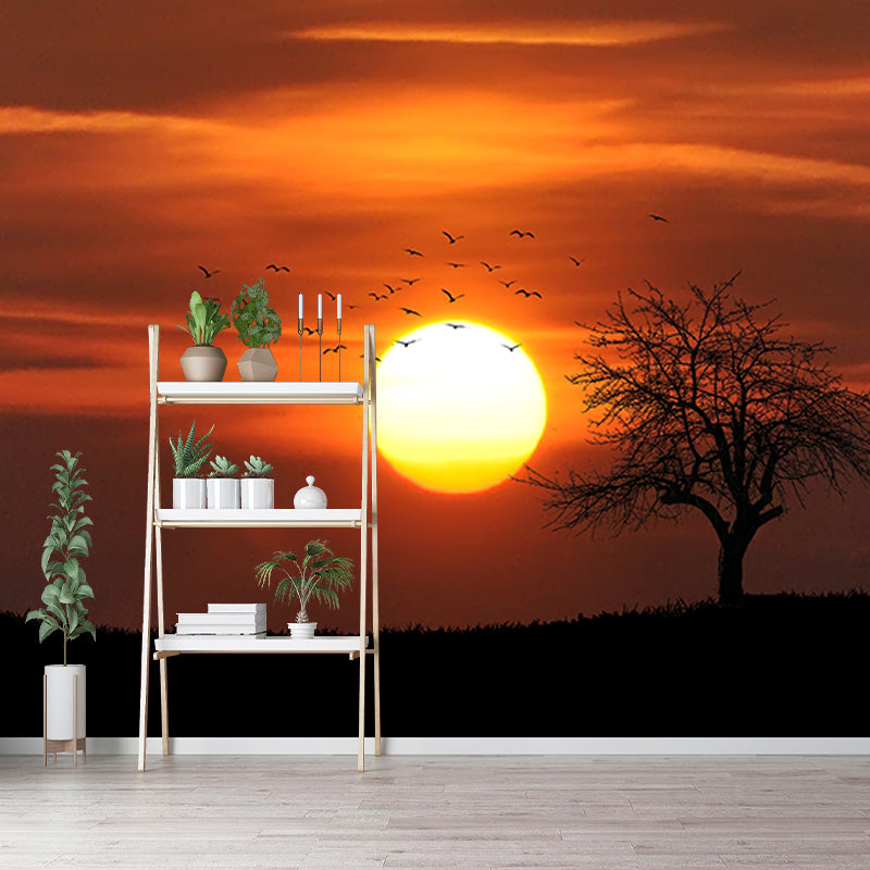 Setting Sun Mildew Resistant Wallpaper Photography Sleeping Room Wall Mural