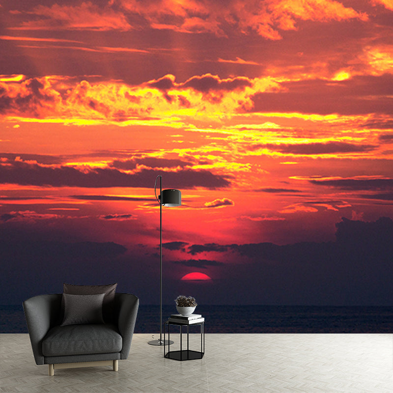 Setting Sun Mildew Resistant Wallpaper Photography Sleeping Room Wall Mural