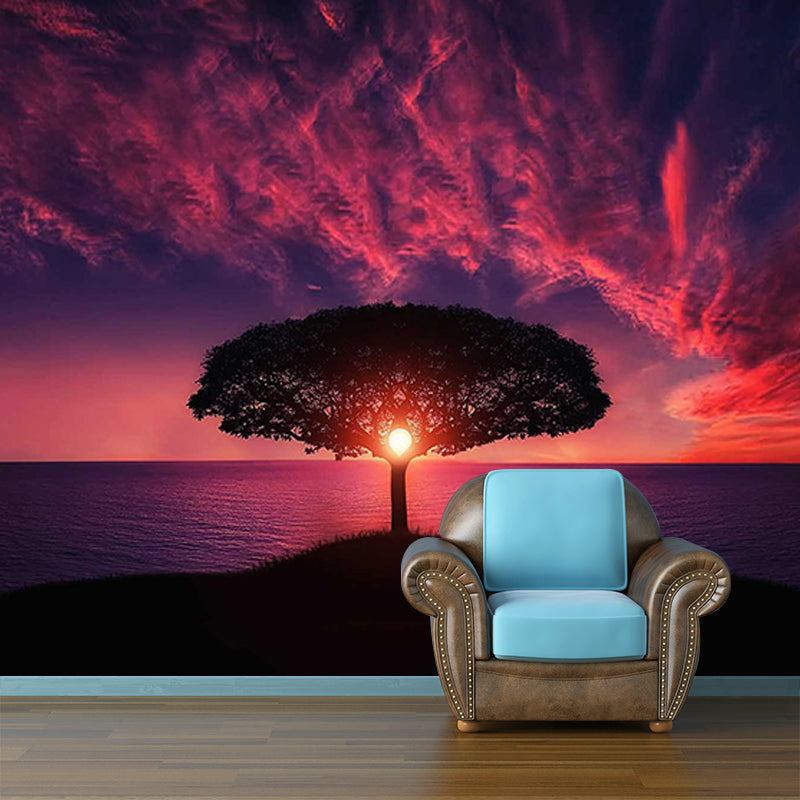 Setting Sun Mildew Resistant Wallpaper Photography Sleeping Room Wall Mural