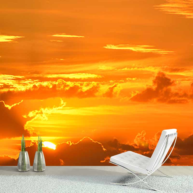 Photography Stain Resistant Mural Wallpaper Setting Sun Sleeping Room Wall Mural