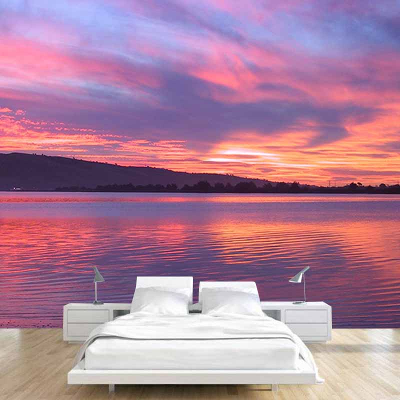Photography Stain Resistant Mural Wallpaper Setting Sun Sleeping Room Wall Mural