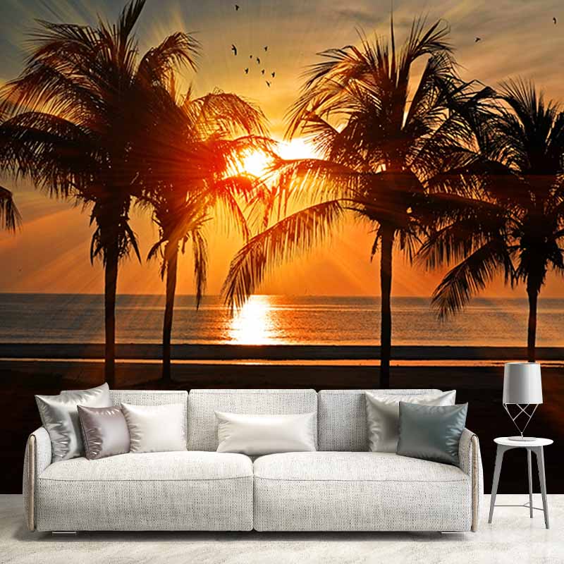 Photography Stain Resistant Mural Wallpaper Setting Sun Sleeping Room Wall Mural